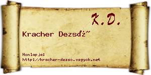 Kracher Dezső névjegykártya